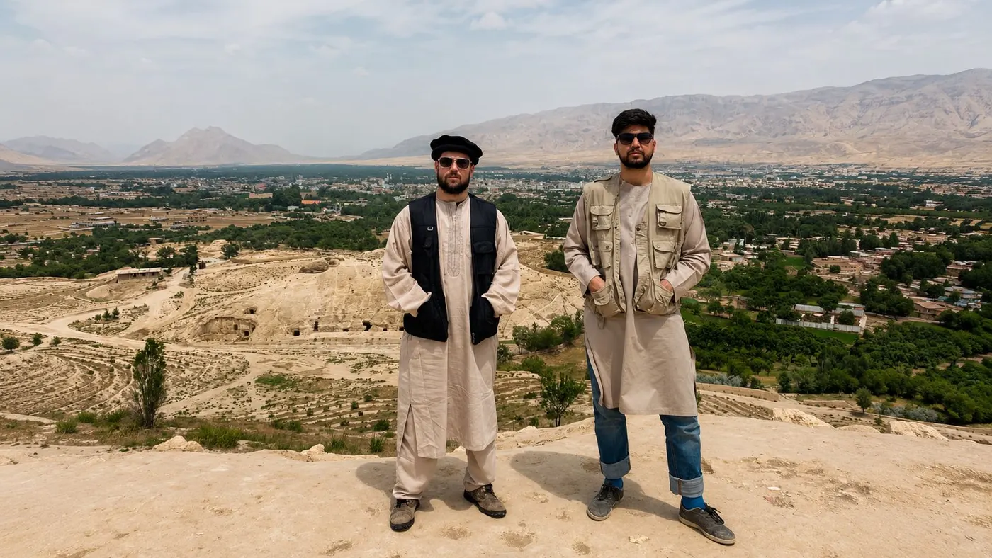 Ricky Seaman on location with a local guide